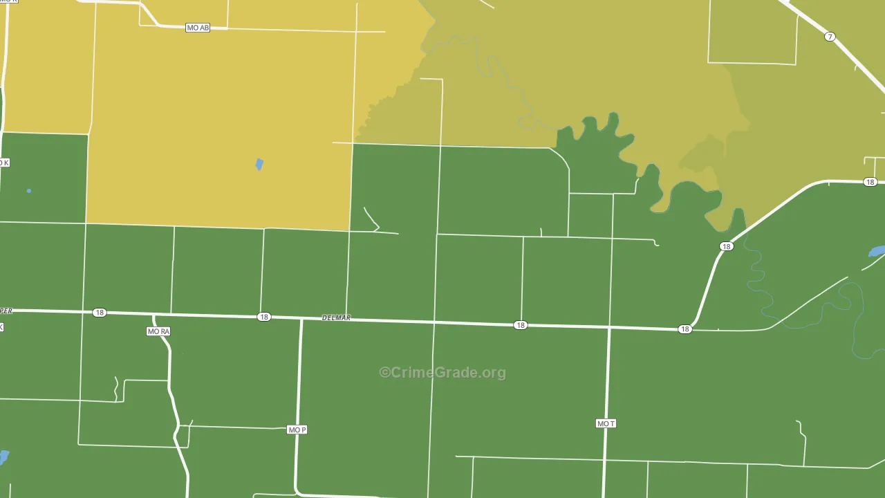 Delmar, MO Map of Burglary Rates