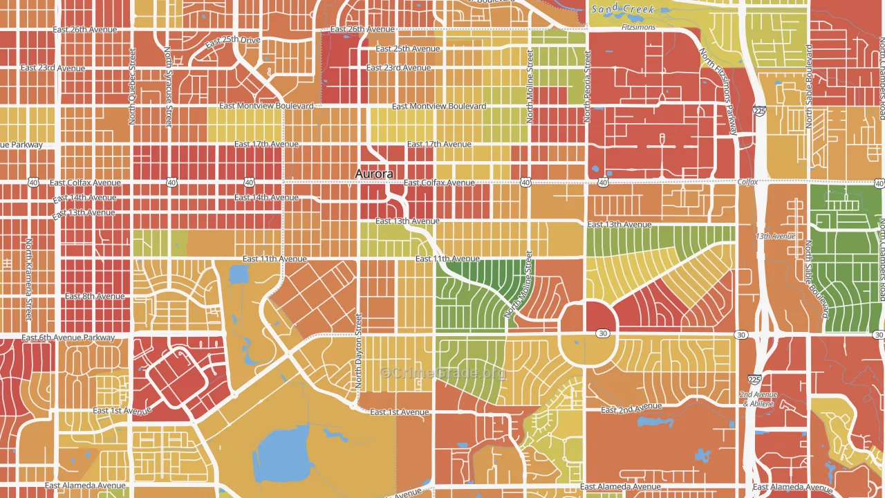 Delmar Parkway, Aurora, CO Map of Burglary Rates