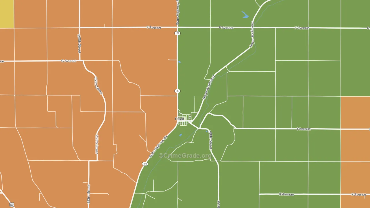 Deloit, IA Map of Burglary Rates