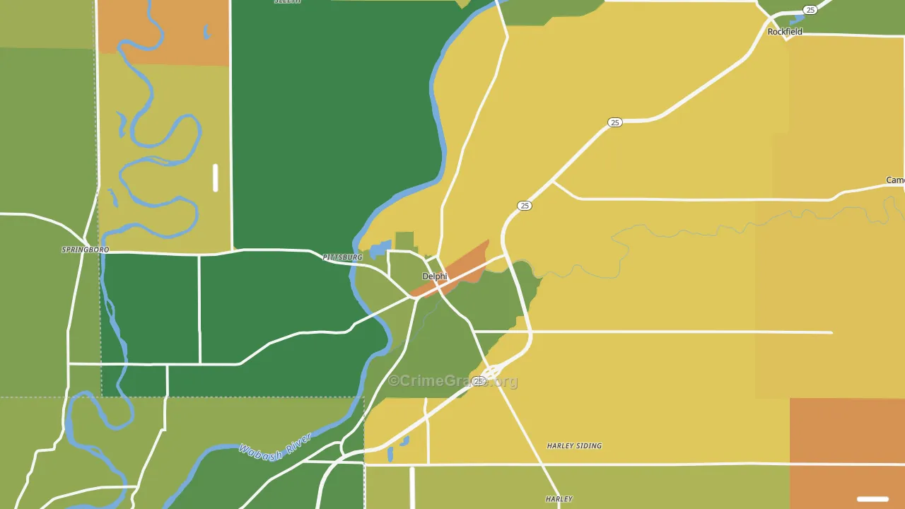 Delphi, IN Map of Burglary Rates