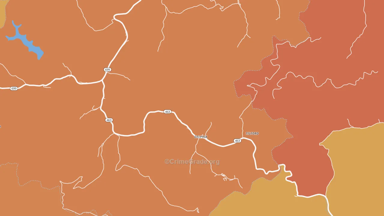 Delphia, KY Map of Burglary Rates