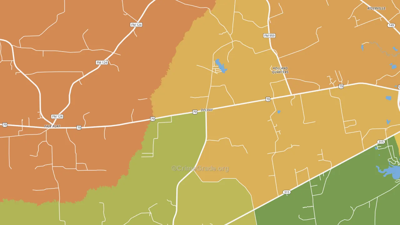 Delray, TX Map of Burglary Rates