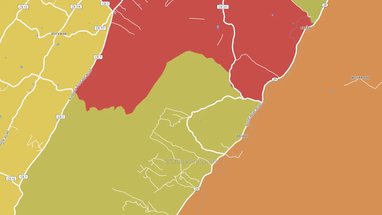 Delray, WV Map of Burglary Rates