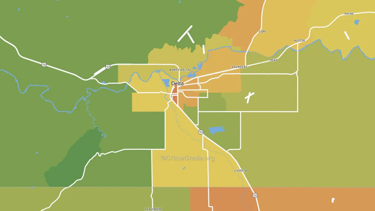 Delta, CO Map of Burglary Rates