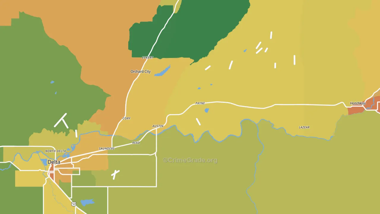 Delta County, CO Map of Burglary Rates