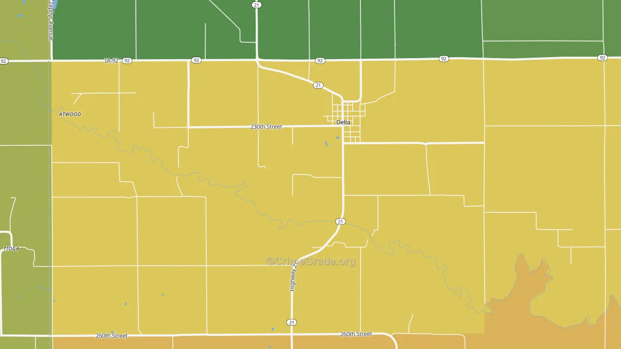 Delta, IA Map of Burglary Rates
