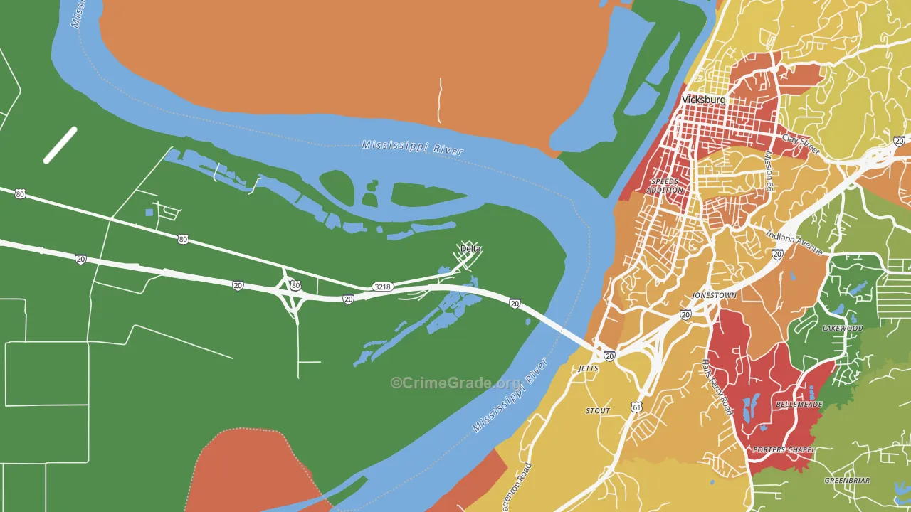 Delta, LA Map of Burglary Rates