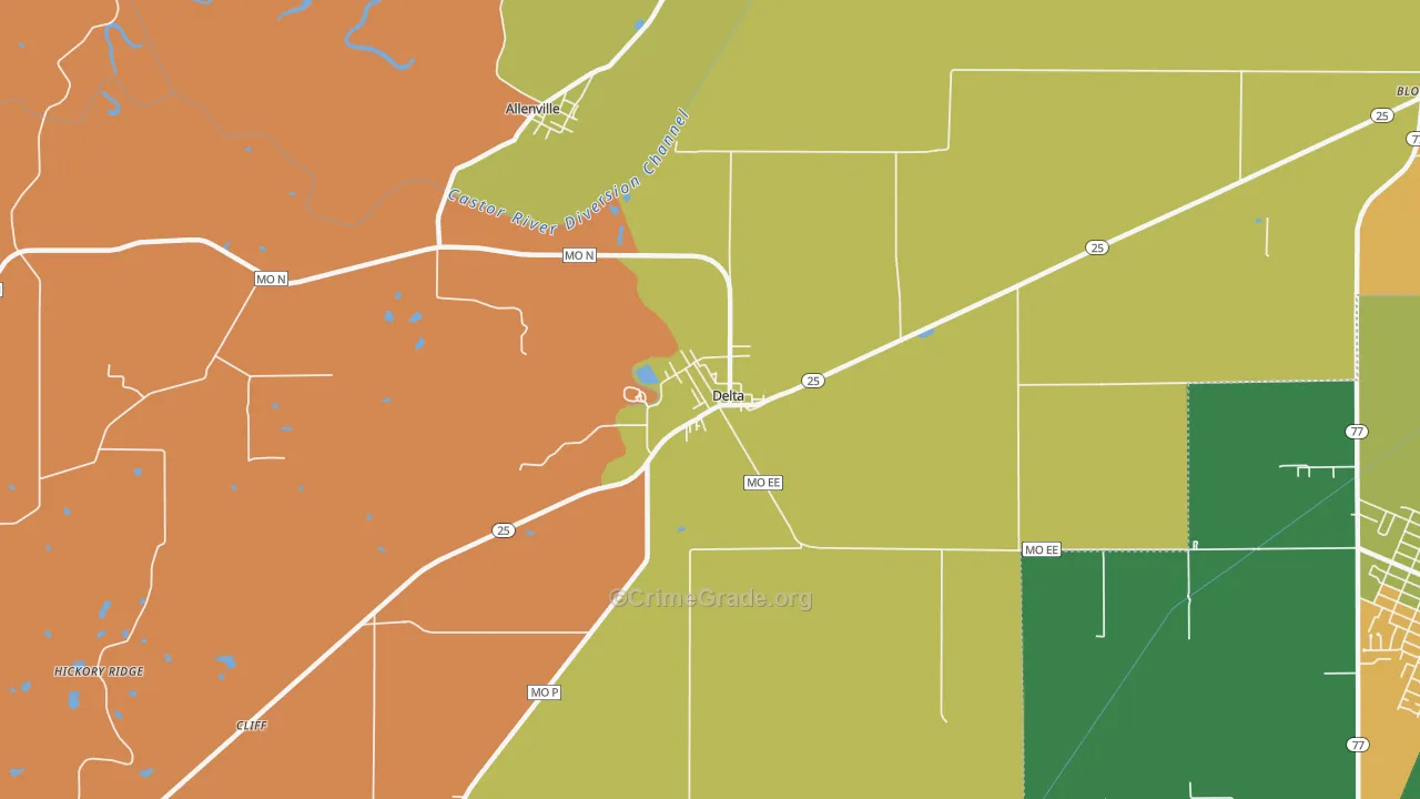 Delta, MO Map of Burglary Rates