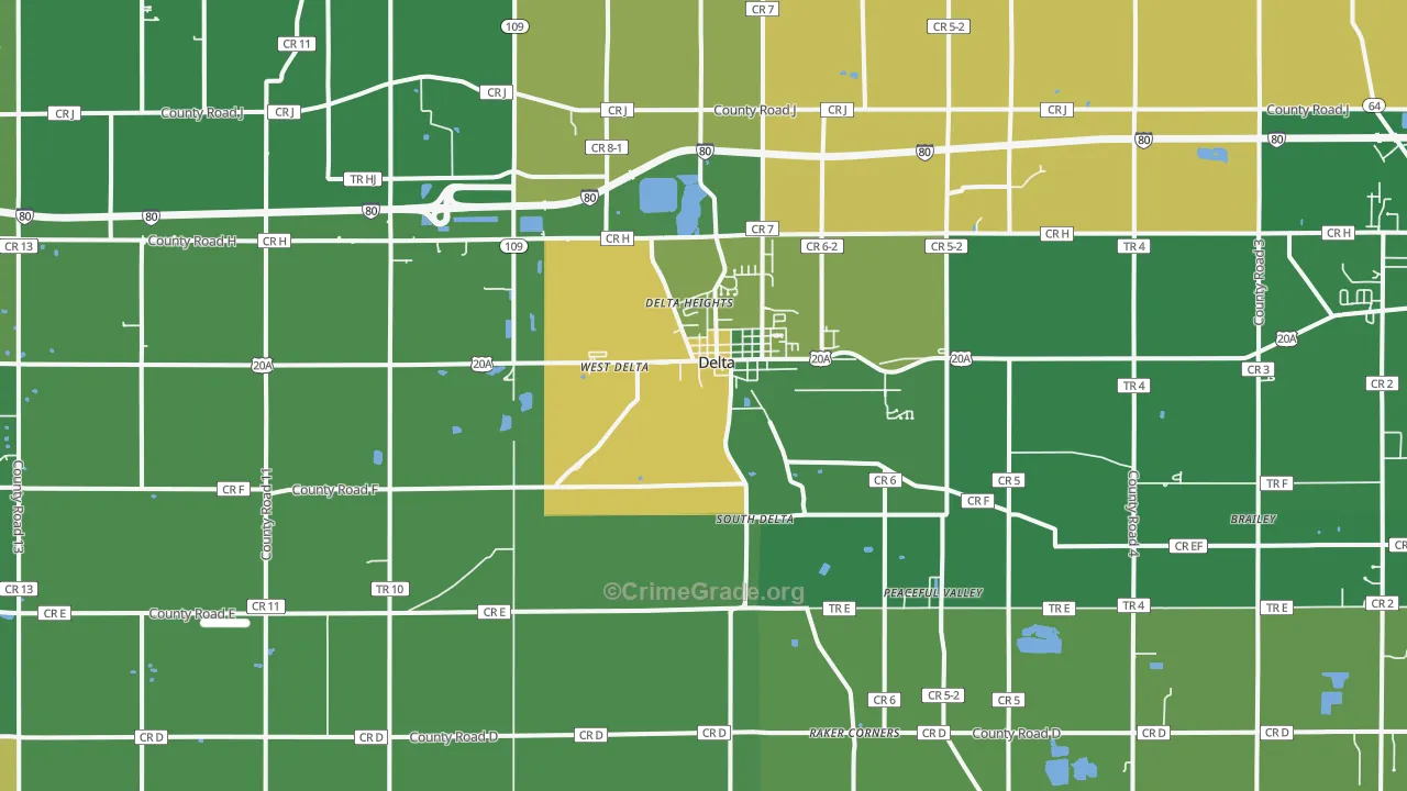 Delta, OH Map of Burglary Rates