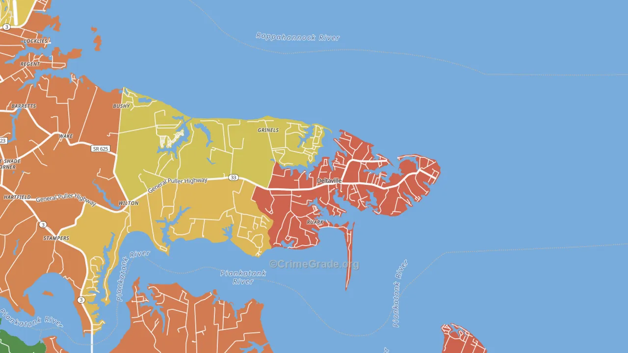 Deltaville, VA Map of Burglary Rates