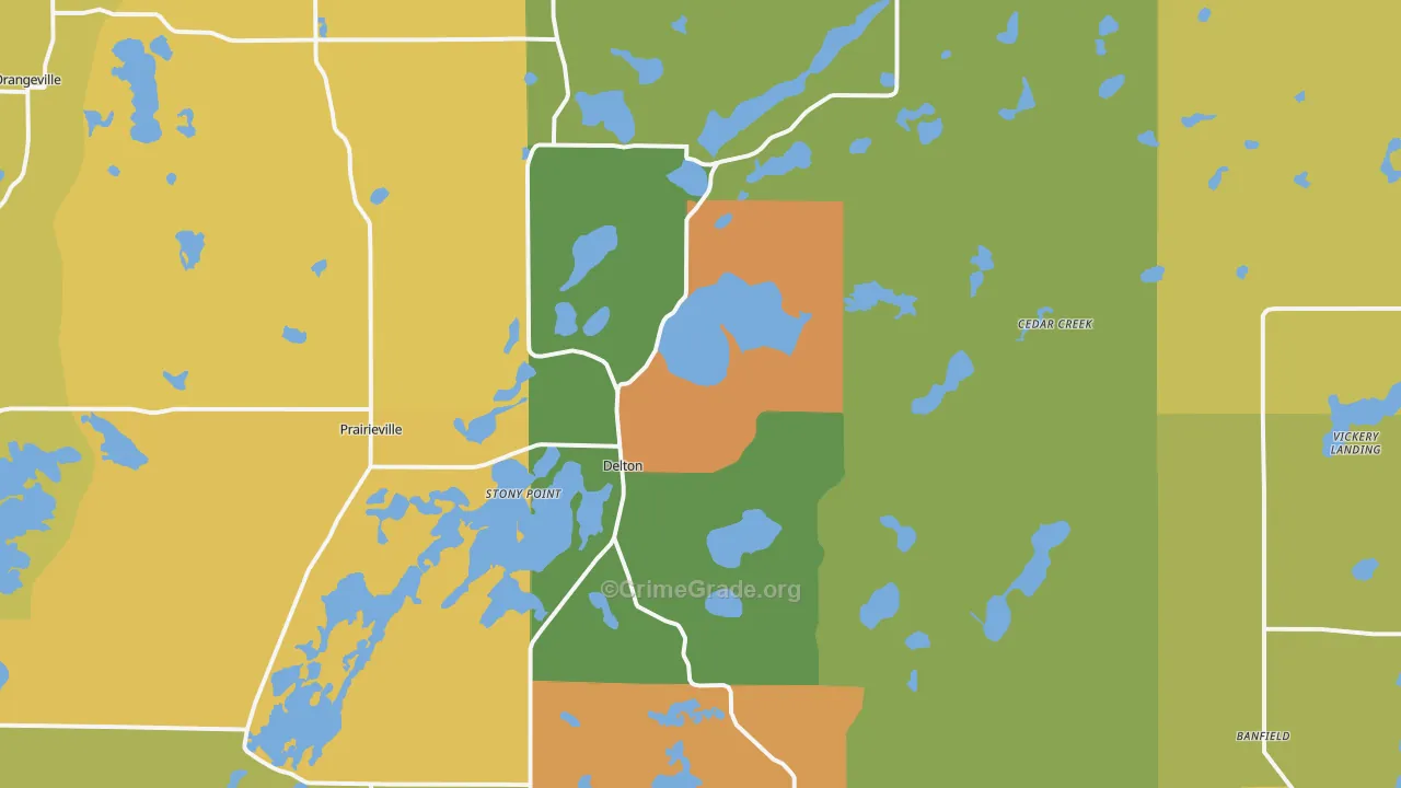 Delton, MI Map of Burglary Rates