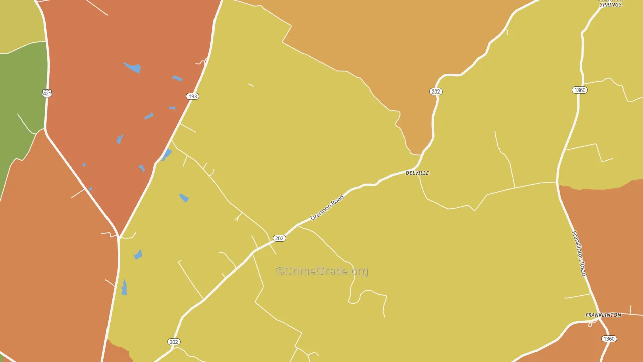 Delville, KY Map of Burglary Rates