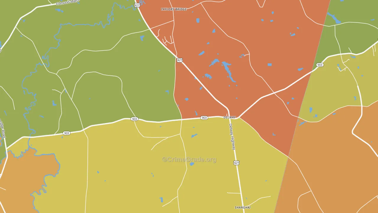 Delway, NC Map of Burglary Rates