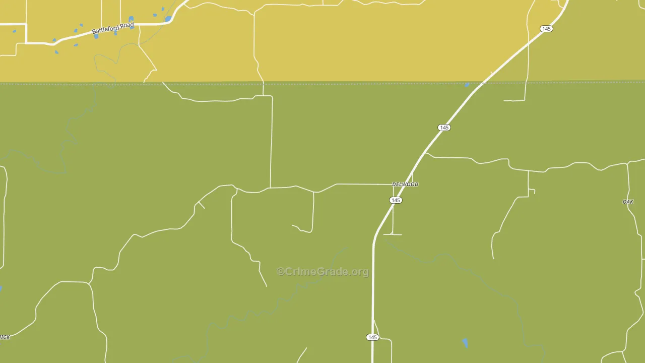Delwood, IL Map of Burglary Rates