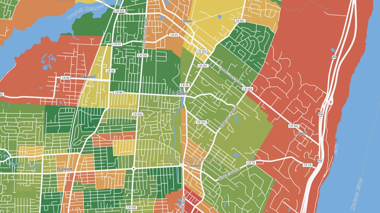 DeMarest, NJ Map of Burglary Rates