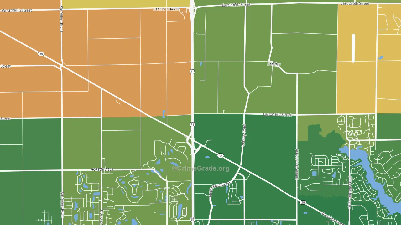 Deming, IN Map of Burglary Rates