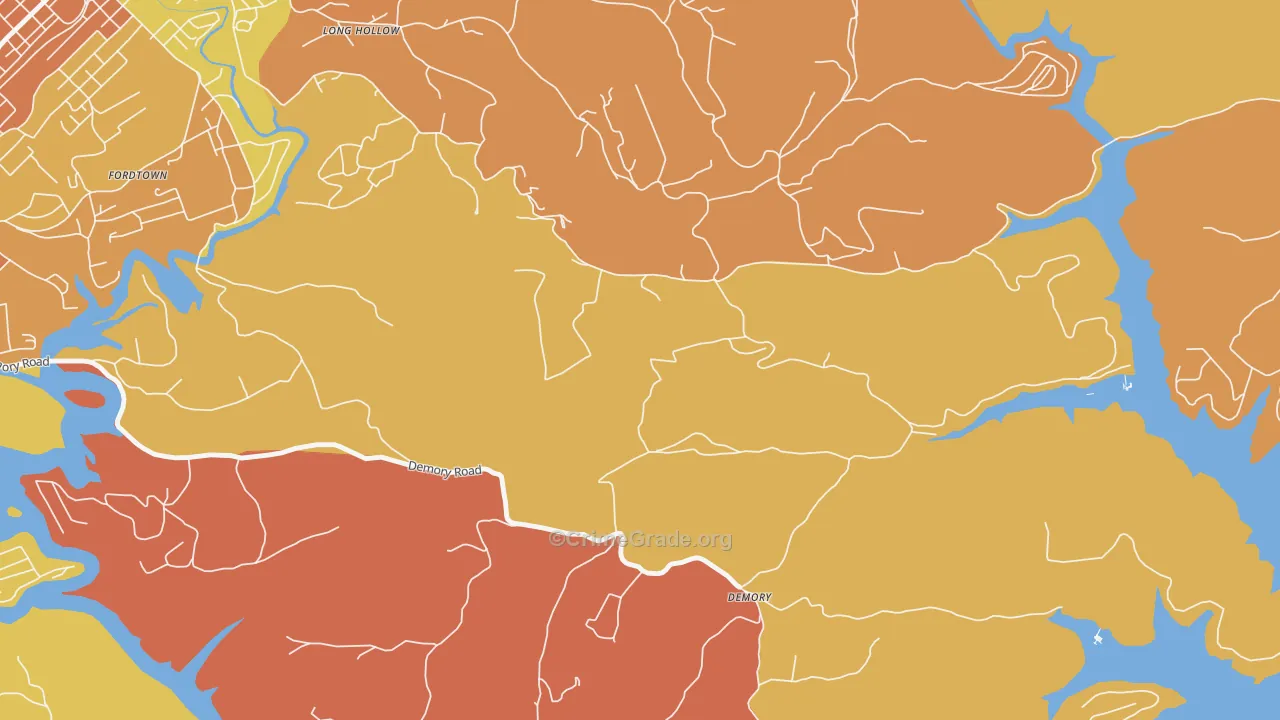 DeMory, TN Map of Burglary Rates