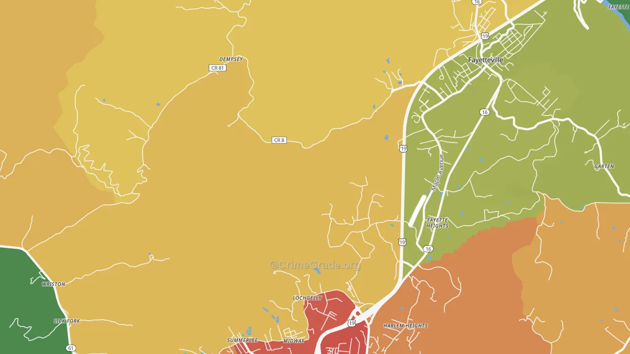 Dempsey, WV Map of Burglary Rates
