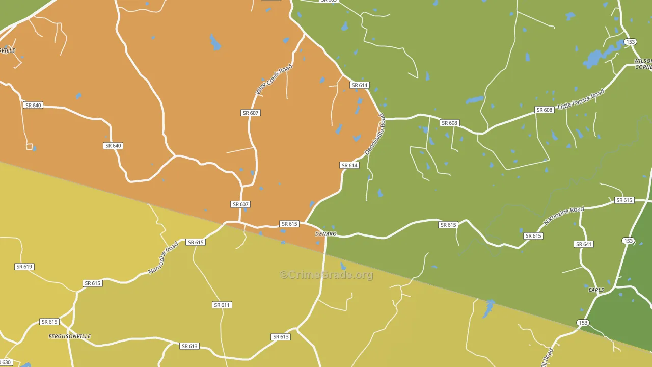 Denaro, VA Map of Burglary Rates