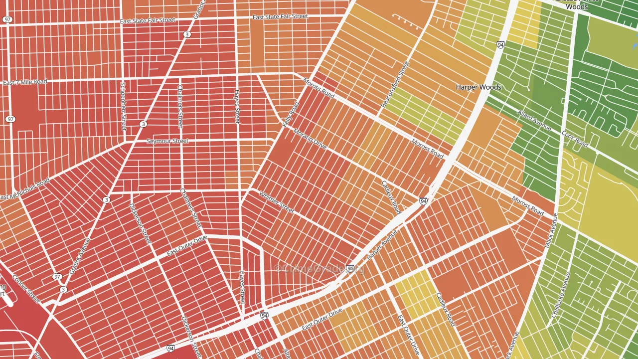 Denby, Detroit, MI Map of Burglary Rates
