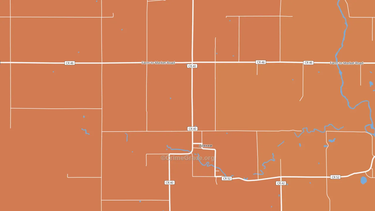 Denham, MN Map of Burglary Rates