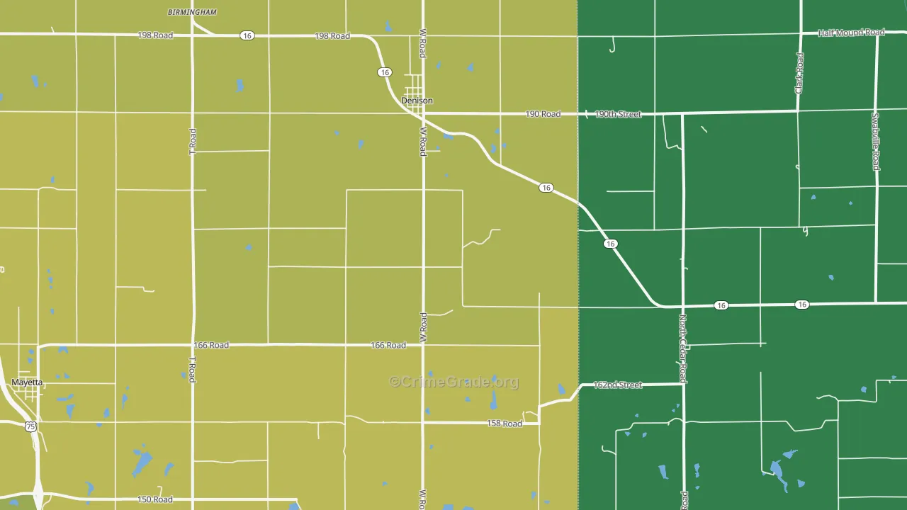 Denison, KS Map of Burglary Rates
