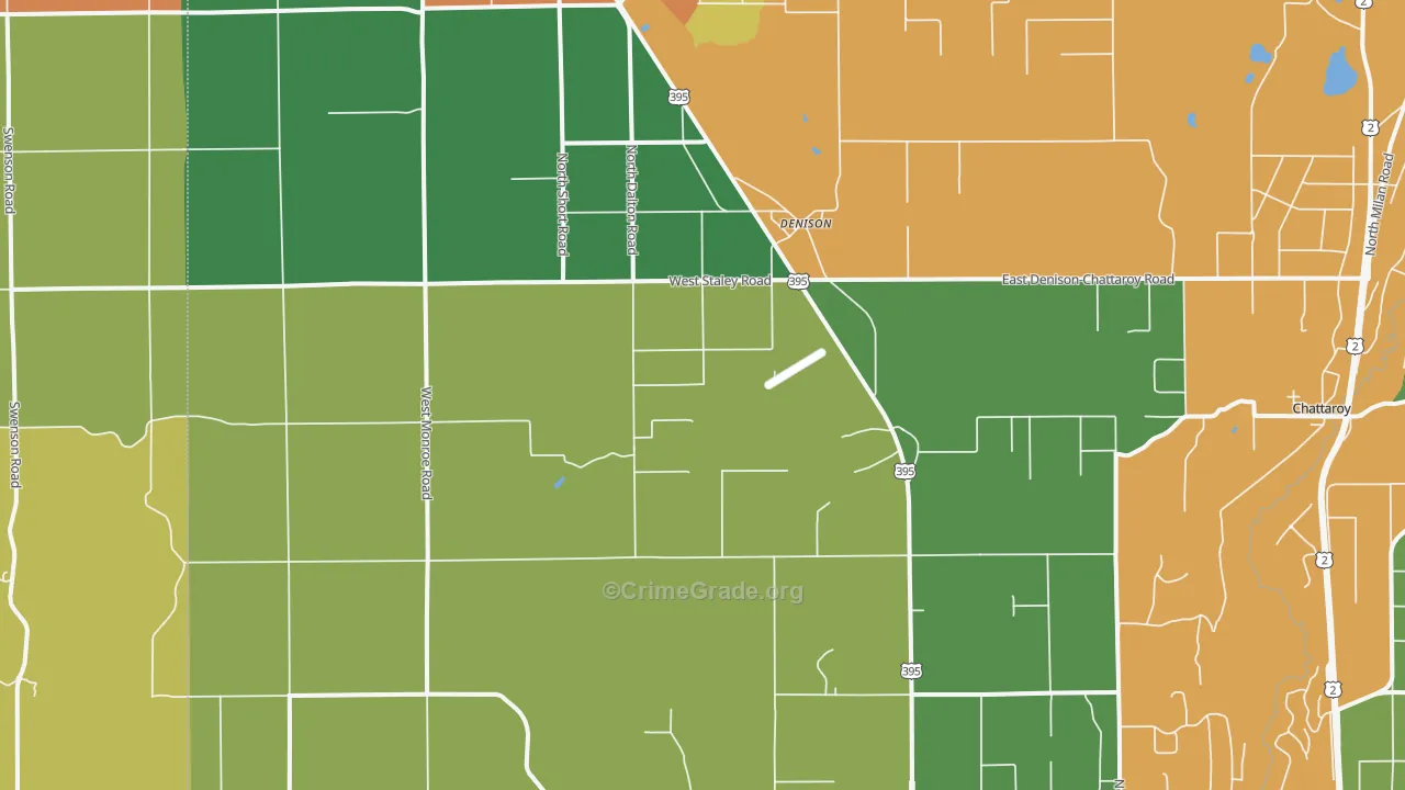 Denison, WA Map of Burglary Rates