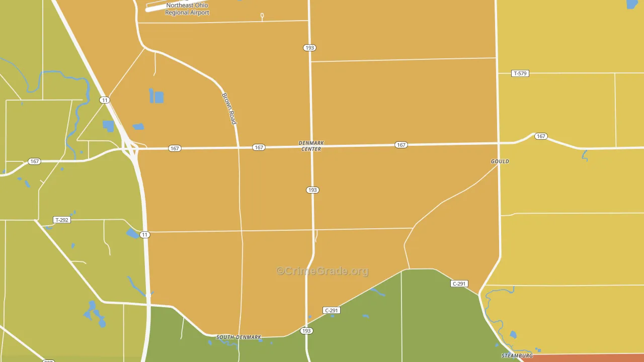 Denmark Center, OH Map of Burglary Rates