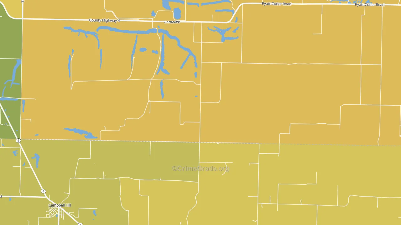 Denmark, IL Map of Burglary Rates