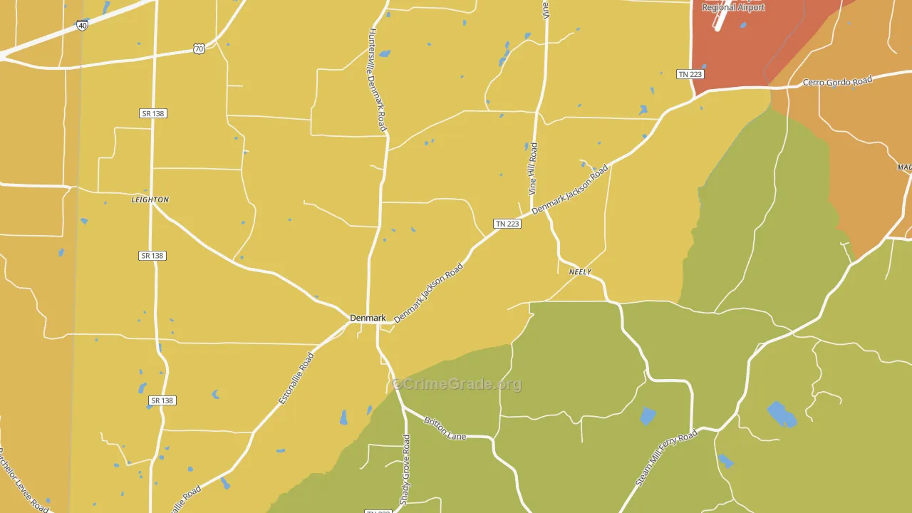 Denmark, TN Map of Burglary Rates