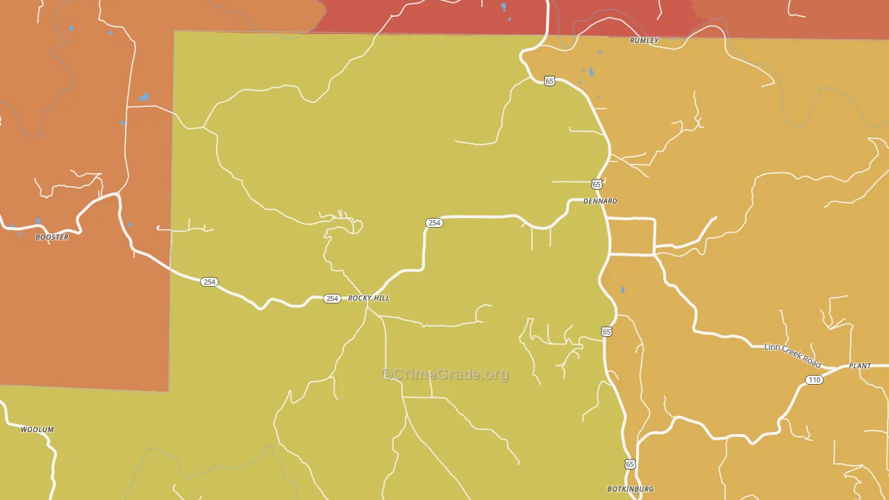 Dennard, AR Map of Burglary Rates