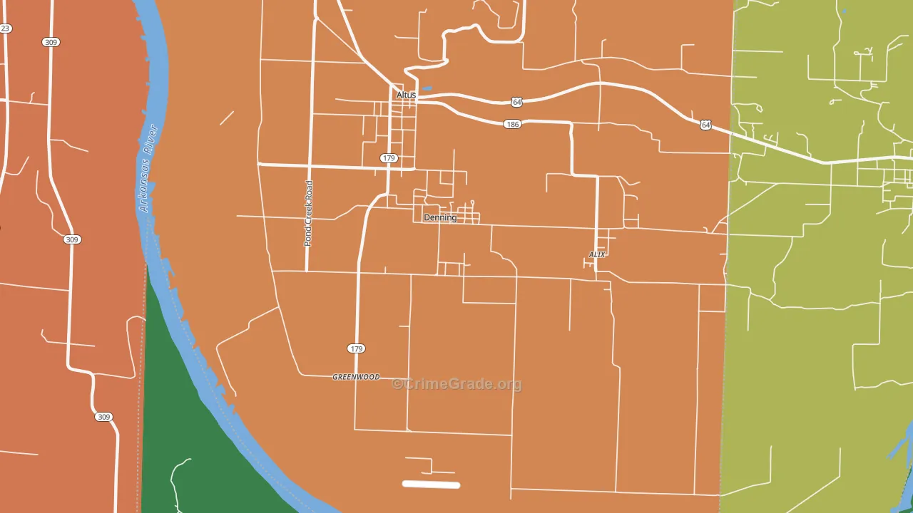 Denning, AR Map of Burglary Rates