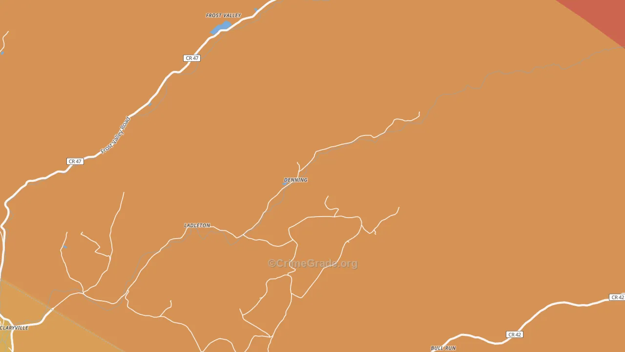 Denning, NY Map of Burglary Rates
