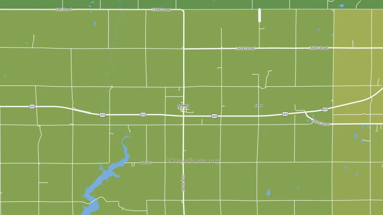 Dennis, KS Map of Burglary Rates