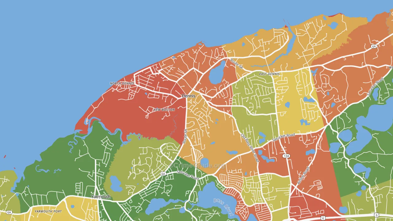 Dennis, MA Map of Burglary Rates