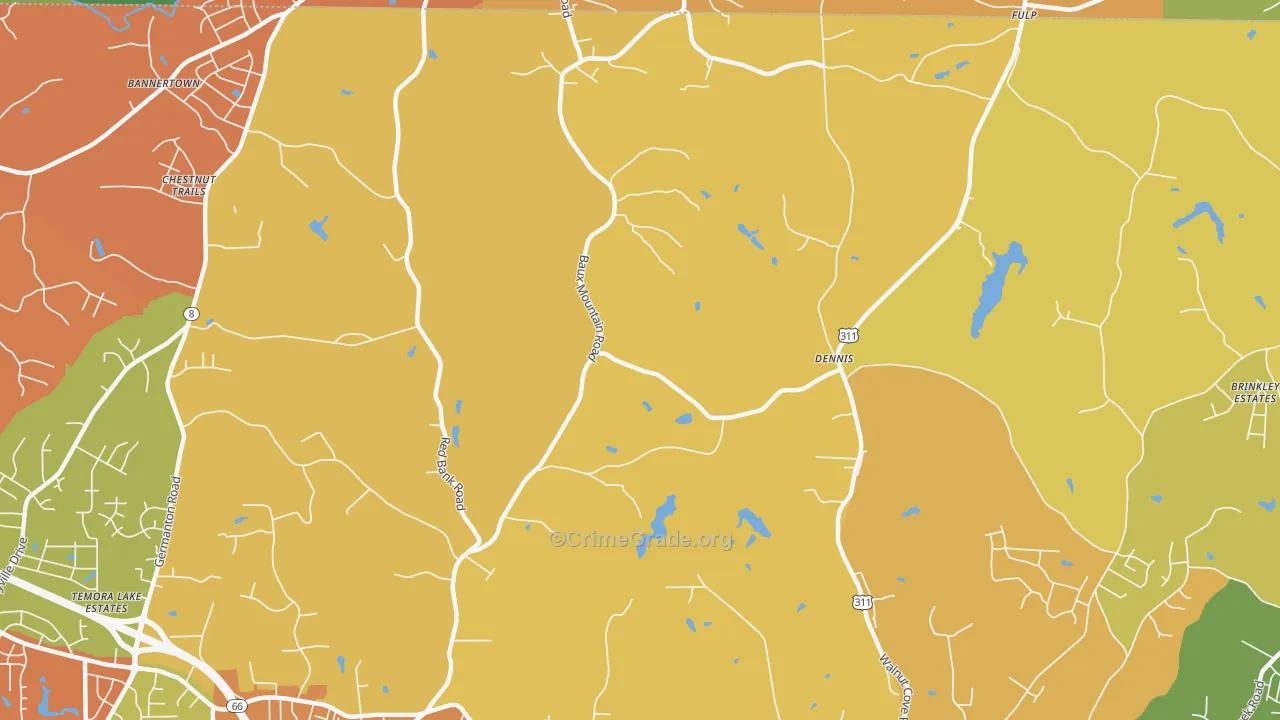 Dennis, NC Map of Burglary Rates