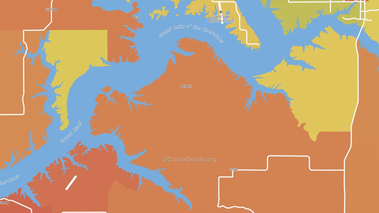 Dennis, OK Map of Burglary Rates