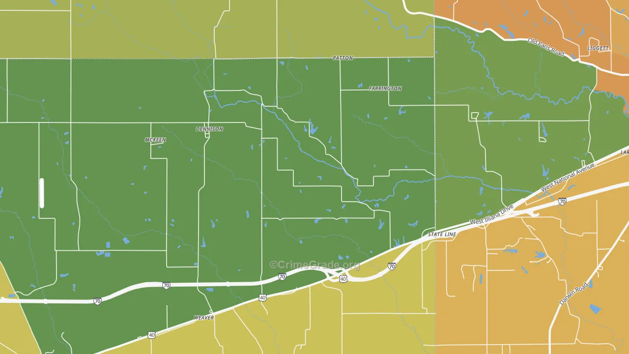 Dennison, IL Map of Burglary Rates