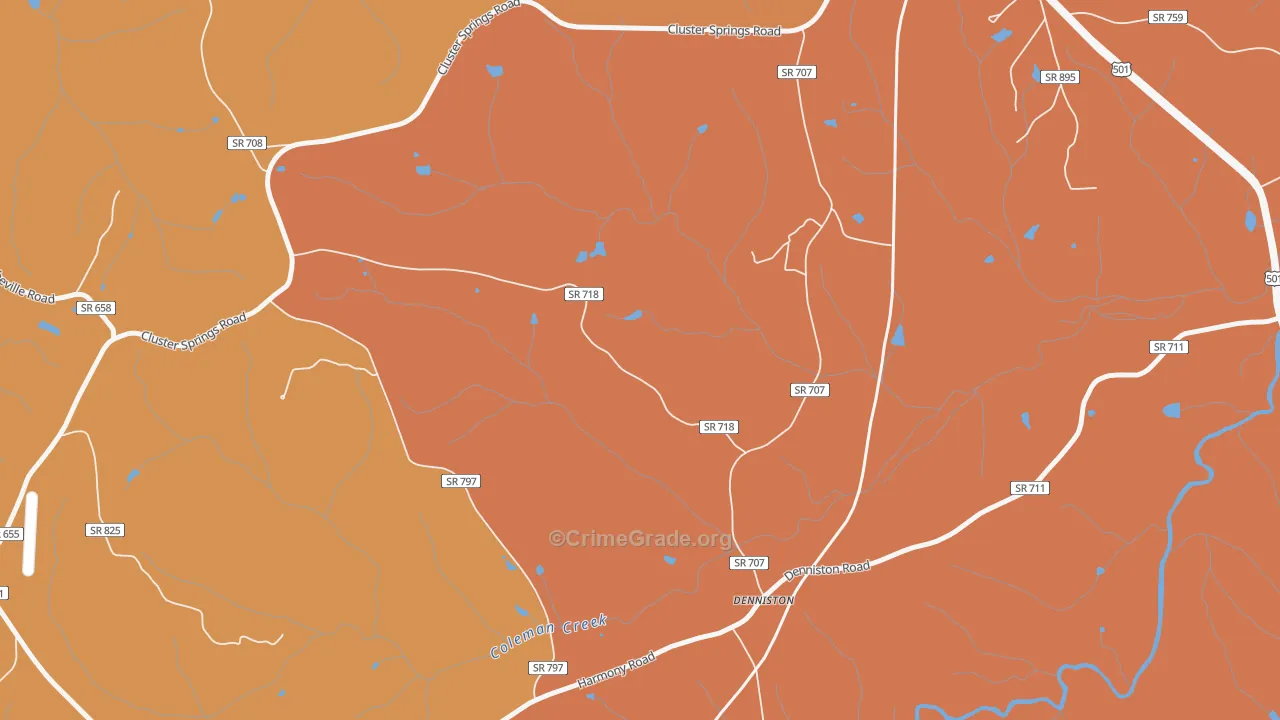Denniston, VA Map of Burglary Rates