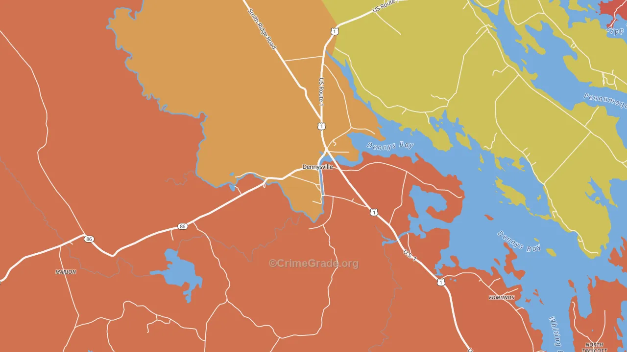 Dennysville, ME Map of Burglary Rates