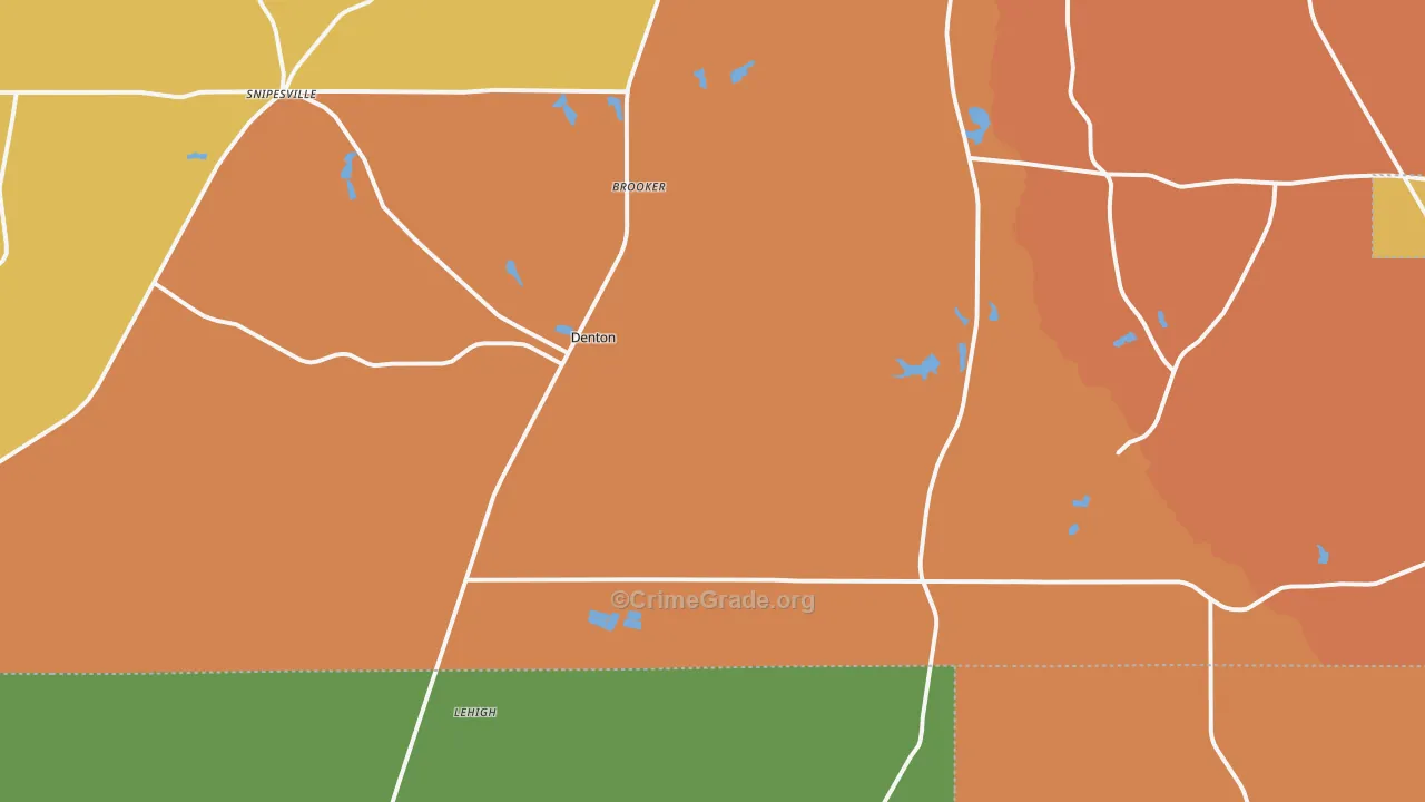 Denton, GA Map of Burglary Rates