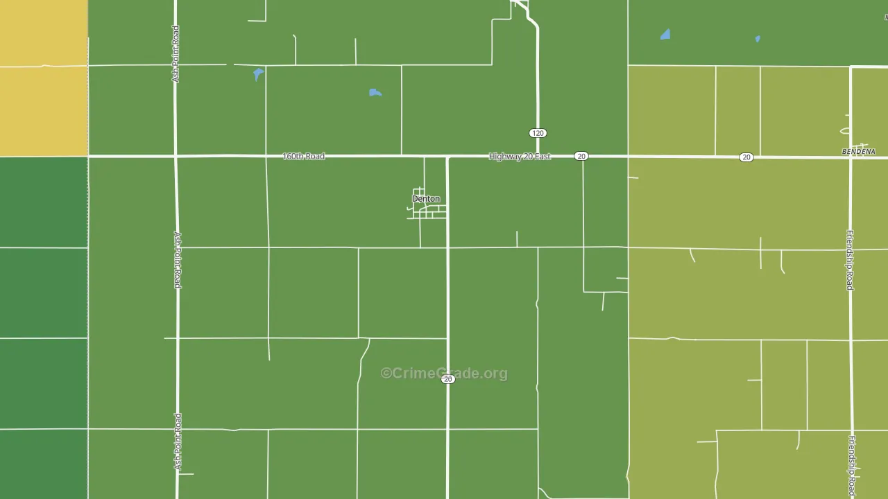 Denton, KS Map of Burglary Rates