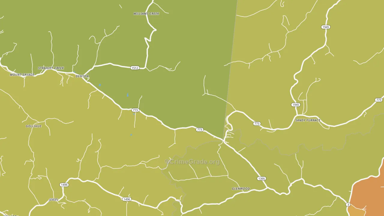 Denton, KY Map of Burglary Rates