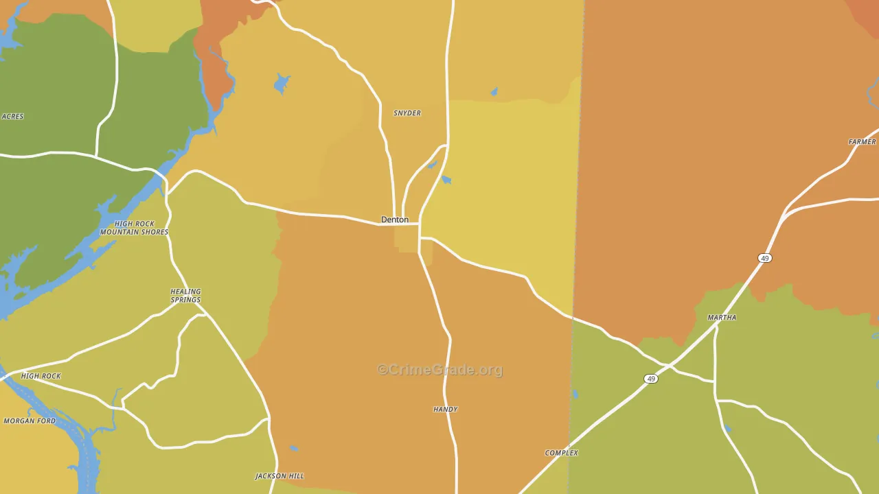Denton, NC Map of Burglary Rates