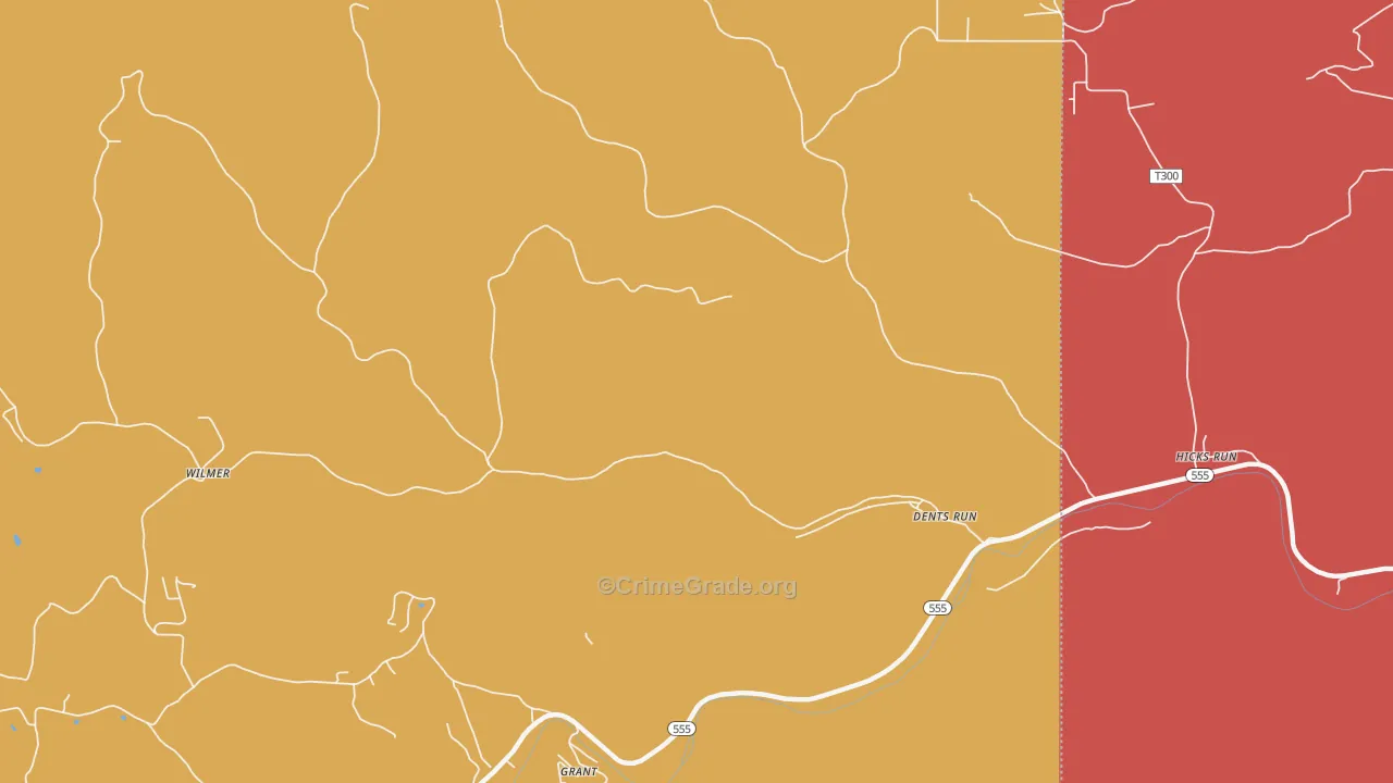 Dents Run, PA Map of Burglary Rates
