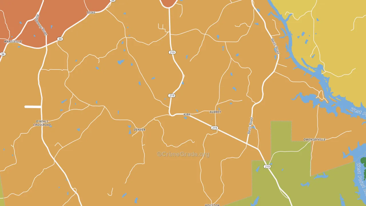 Denver, GA Map of Burglary Rates