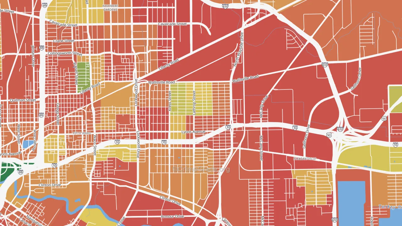 Denver Harbor-Port Houston, Houston, TX Map of Burglary Rates