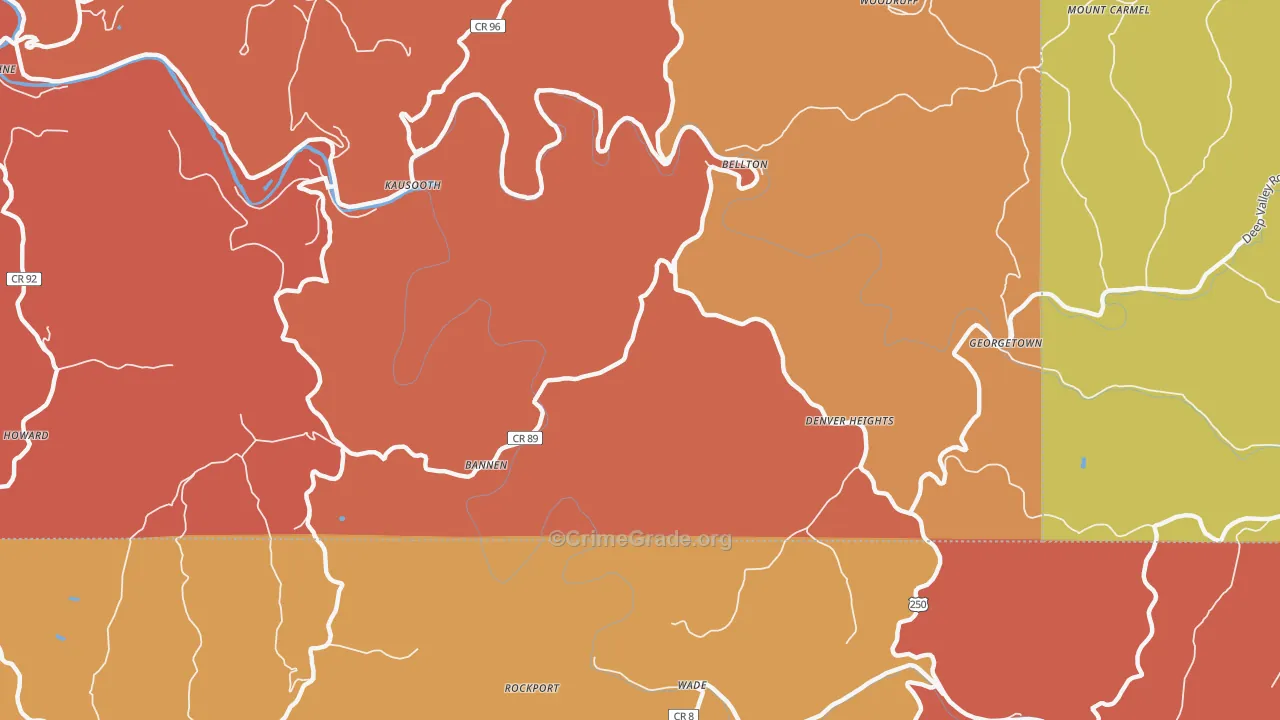 Denver Heights, WV Map of Burglary Rates