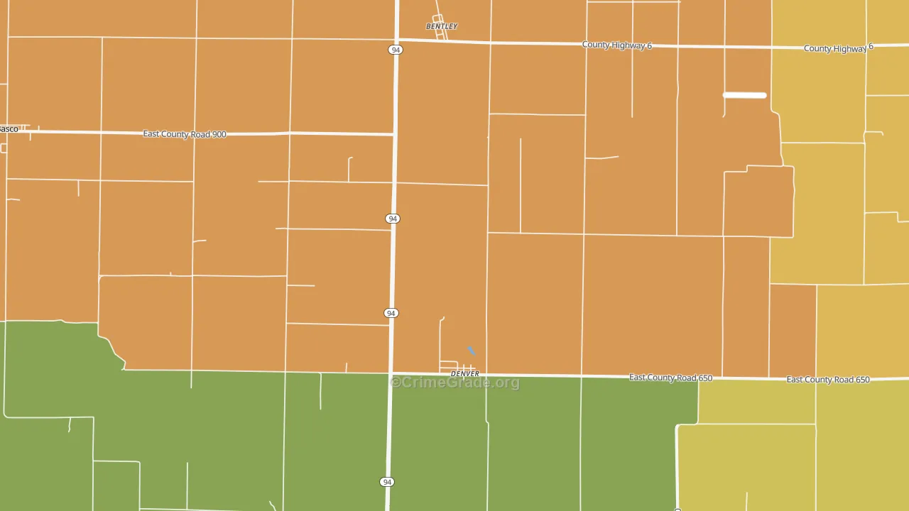 Denver, IL Map of Burglary Rates