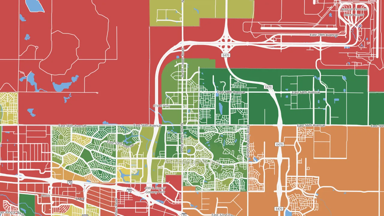 Denver International Airport, Denver, CO Map of Burglary Rates